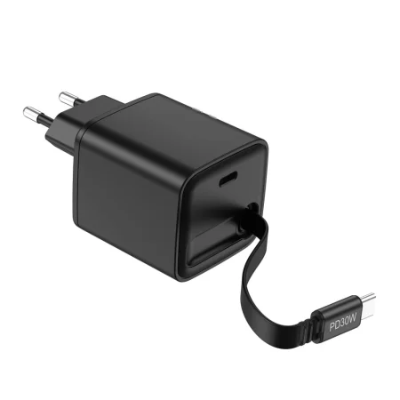 Rixus snellader 30 W met oprolbare USB-C-kabel