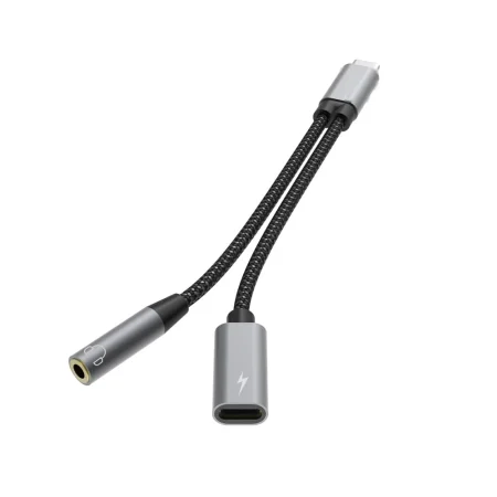 Rixus USB-C-splitter met 3,5 mm-aux en USB-C