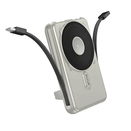 Rixus MagSafe-powerbank 10.000 mAh met ingebouwde kabels